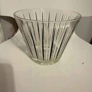 Mid century Hazel Atlas"circus" ice bucket w/black and white vertical stripes